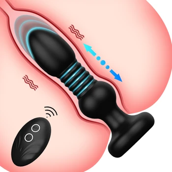 10 Sagedus Teleskoop Anal Plug Vibraator Meestele Eesnäärme Massager Silikoon Butt Plug puldiga Anal Sex Mänguasjad Paar