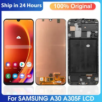 100% Super AMOLED Samsung Galaxy A30 Lcd Ekraan Puutetundlik Digitizer Samsung A30 A305 A305F A305FN A305G A3050 Ekraan