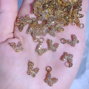 10tk Liblikas Sulam, Nail Art Jewelry Nail Augustamine (Kuld/Hõbe) 3d Liblikas Nail Art Decor Selge Rhinestone 3D Küünte Võlusid