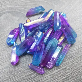 500g Galvaniseeritud Sinine ja lilla Titaan Aura Lemuurlane Crystal Võlukepp Punkti Tervendav Crystal Kivi, Looduslikud Kivid ja Mineraalid