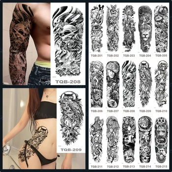Ajutine Tätoveering Kleebised Egiptus Lion King Tiiger Tattoo Kleebis Naiste Keha Tätoveering Kleepsud Tattoo Varrukad Suur Tattoo Art Tattoo