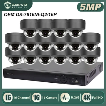 Anpviz 16CH 4K NVR 5MP Dome Optiline POE IP-Kaamera Kit Kodus/Väljas turvasüsteemid, CCTV Video Valve NVR Komplekt