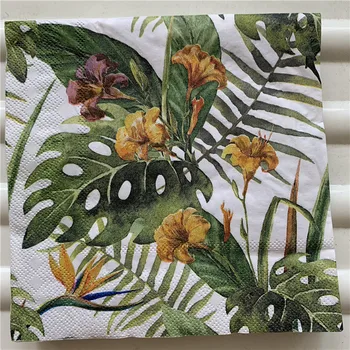 Decoupage paberist salvrätikud elegantne kudede vintage roheline rätik monstera lille lehed sünnipäeva, pulmapidu ilus hotell decor 20