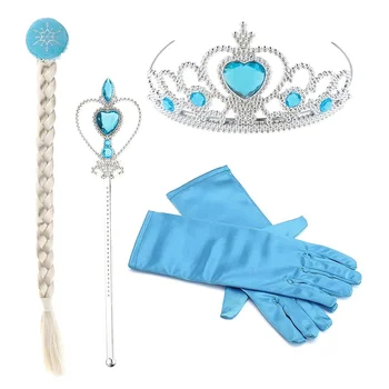 Disney Külmutatud Printsess Väikesed Tüdrukud, Lapsed Külmutatud Elsa Kleit Üles Tarvikud Crown Punutud Võlukepp Sinised Kindad Komplekt