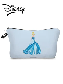 Disney Printsess Tuhkatriinu Kosmeetika Kott Cartoon Makeup Bag Sinine Lapse Korraldaja Kott Ilus Tüdruk Penaali Kingitus Reisi Pese Kott