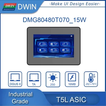 DWIN 7 Tolline 800*480 TFT LCD Ekraan Puutetundlik Ekraan HMI Tööstus-UART Vastupidava Mahtuvuslik Puutetundlik Paneel DMG80480T070_15WTR