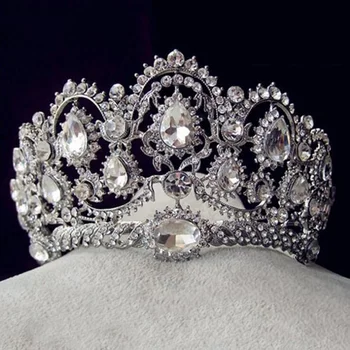 Euroopa Vintage Tiaras Pruudi Ehted Quinceanera Rhinestone Crystal Kroonid Võistlused Pulmad Juuksed Tarvikud Pruudid