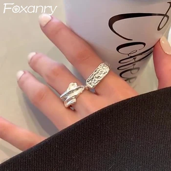Evimi 925 Silver Standard Engagement Rõngad Naiste INS Fashion Loominguline Korrapäratu Muster Ring Määratud Isik Ehted Kingitused