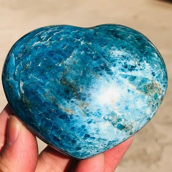 Looduslik sinine apatiit kvartsi kristall südame - kujuline apatiit reiki tervendav