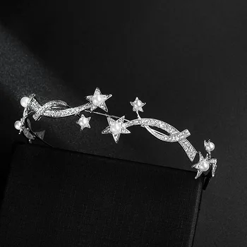 Luxury Crystal Star Pruudi Hairbands Naiste Printsess Tiaras Peapael Pulmad Juuksed Tarvikud Prom Pool Ehted Juuste Kaunistused