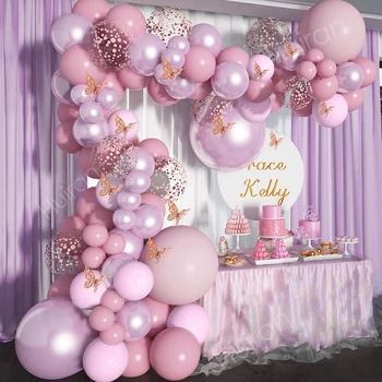 Macaron Liblikas Õhupalli Vanik Arch Komplekt Sünnipäevaks Pool Decor Lapsed Baby Shower Lateks Ballon Kett Pulmapidu Tarvikud