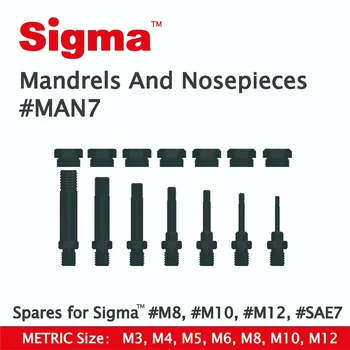 Sigma #MAN7 Vaba Mandrels/Nosepieces set kehtib AINULT Sigma Keermestatud Neet Mutriga Puurida, Adapterid #M6 #M8 #M10 #M12 #SAE7