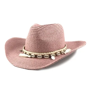 unisex hatStraw fedoras kauboikaabusid naiste ja meeste beach müts suvel väljas ühise põllumajanduspoliitika kauboi ühise põllumajanduspoliitika sertissage shell mütsid Valtsimisega müts