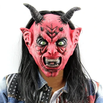 Uus Hirmutav Täiskasvanud Kostüüm Sarv Mask Õudus Pool Cosplay Halloween Lateks Hirmutav Sarved Red Devil Mask Pool Cosplay